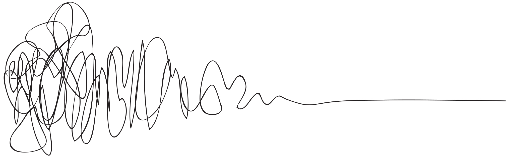 Hand-drawn line evolving from messy to clear
